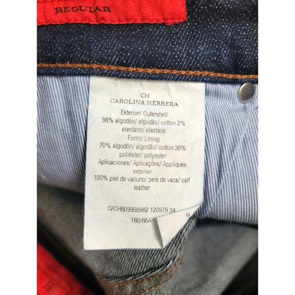NWT Carolina Herrera Mens Dark Wash Stretch Denim Straight Leg Jeans Portugal 34 - Picture 11 of 12